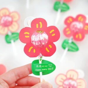 六一儿童节棒棒糖装饰卡纸小红花棒棒糖包装纸奖励小花朵卡片可爱